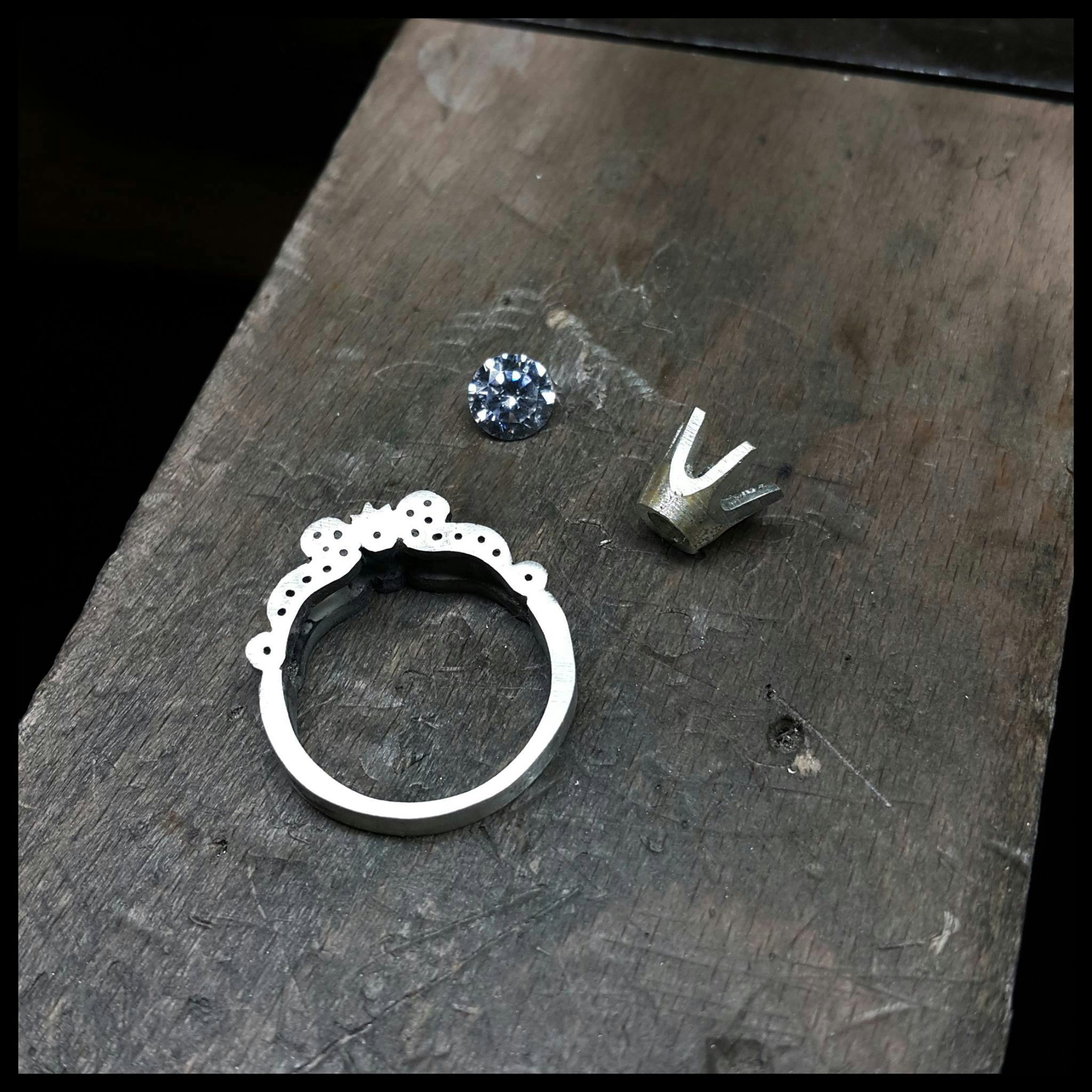 A ring during assembly.