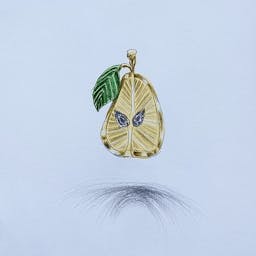 Pear pendant with black diamonds