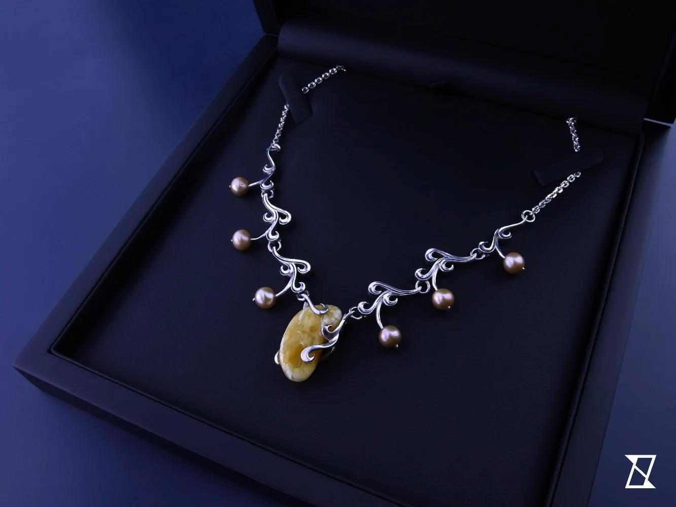 Baroque amber necklace.