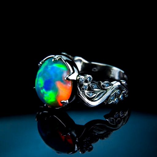 Ring with opal and diamonds