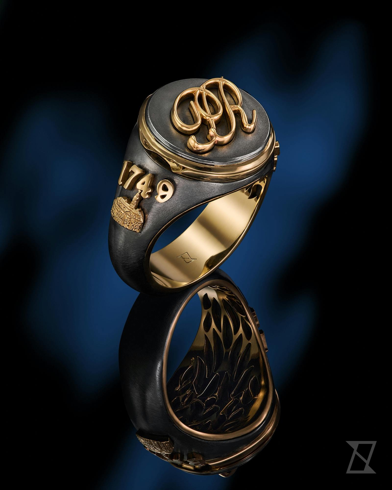 Men's signet ring with initial