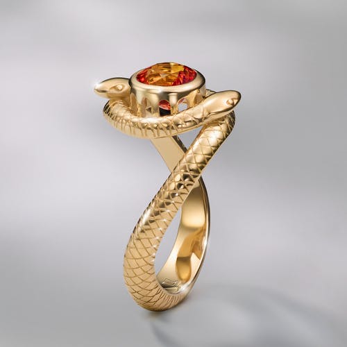 Snake ring with sapphire