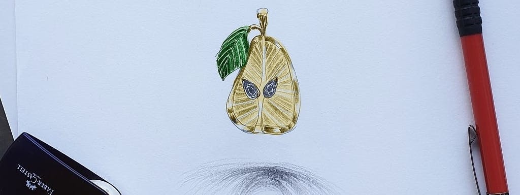 Pear pendand with black diamonds