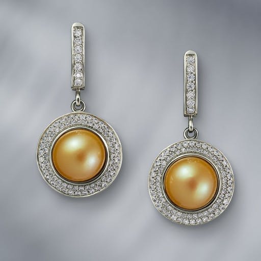 Kolczyki z perłami i diamentami w złocie