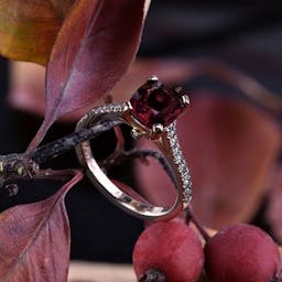 Ring with red spinel and diamonds