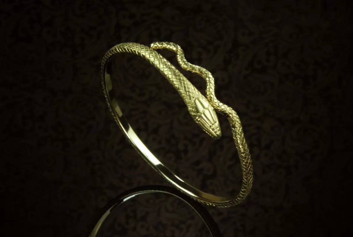 Antique handmade bracelet with a snake. 