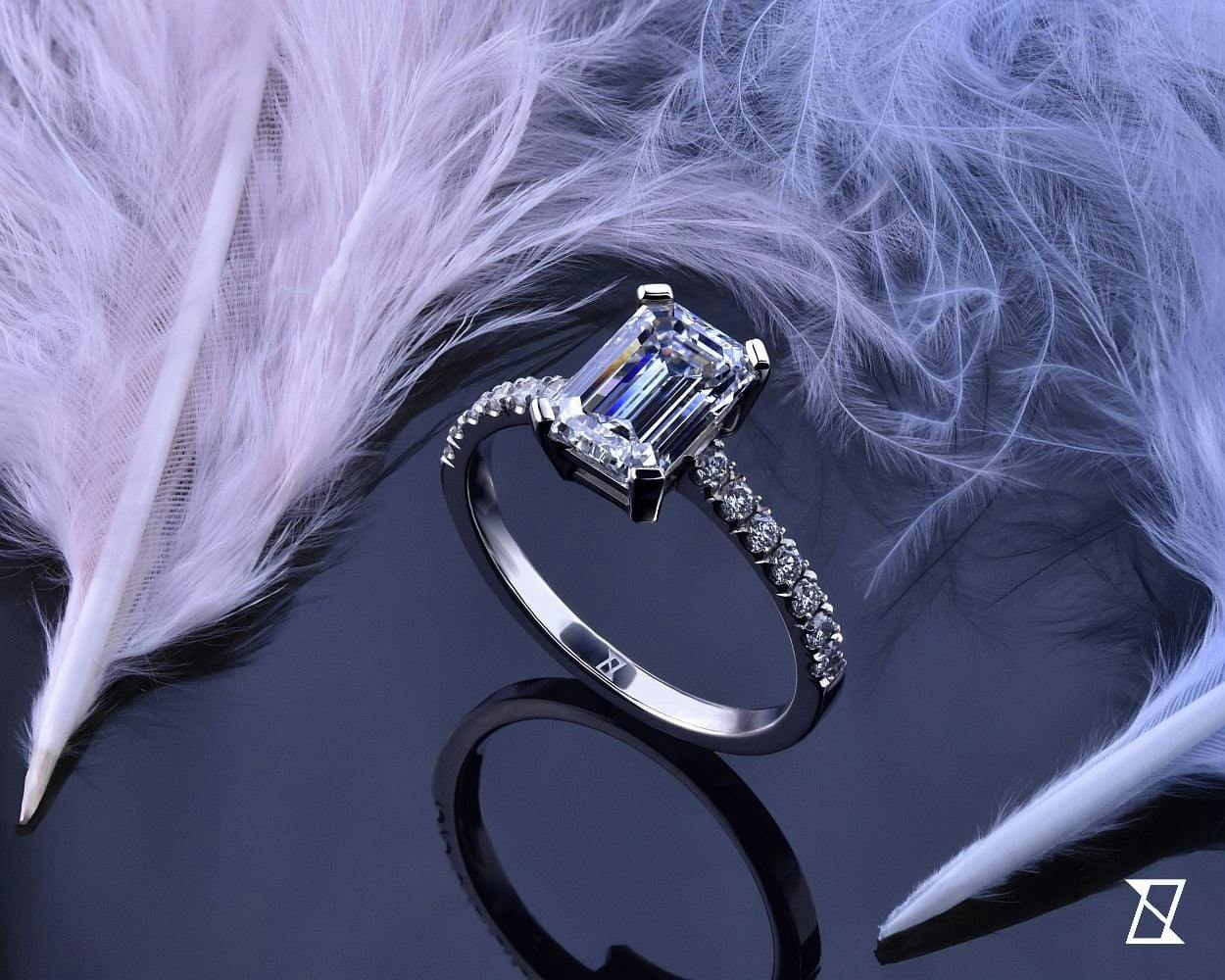 Bespoke 2.5 ct emerald cut diamond ring. 