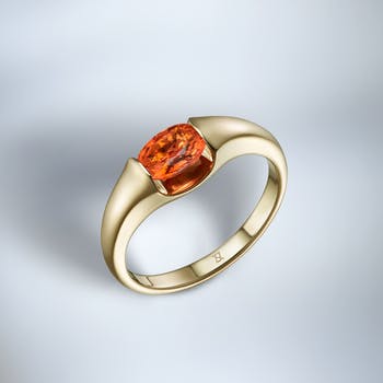 Custom-made ring with an orange stone