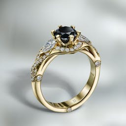 Pierścionek z doskonałym czarnym diamentem