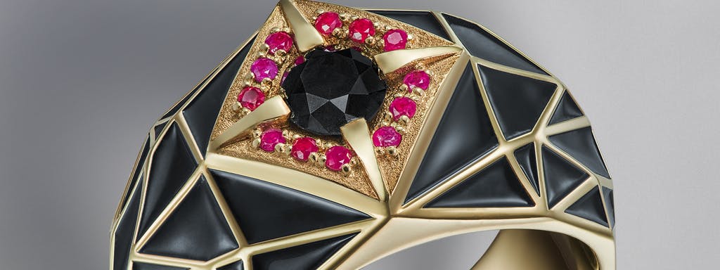 Luksusowy sygnet z czarnym diamentem
