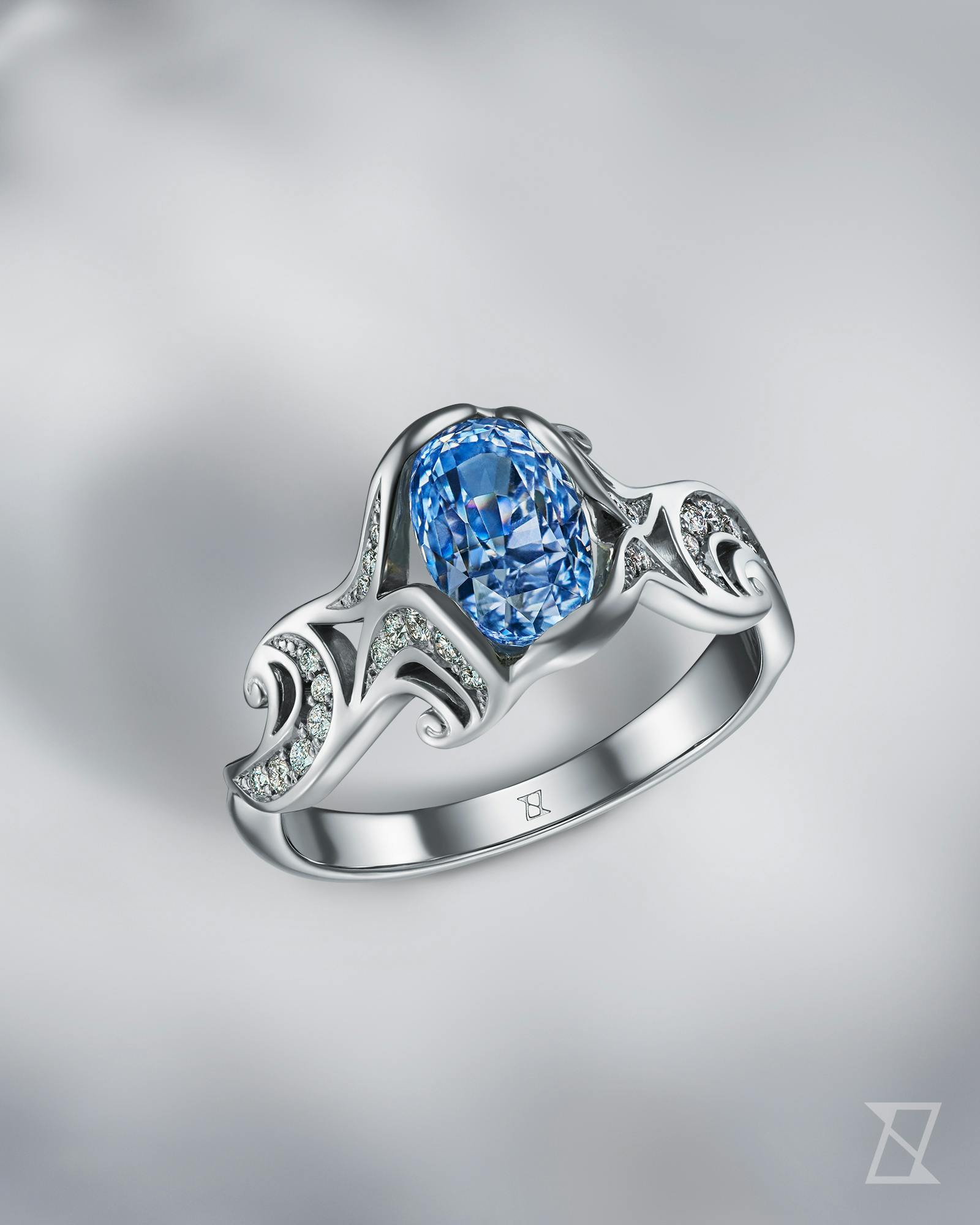 Engagement ring with a sea motif