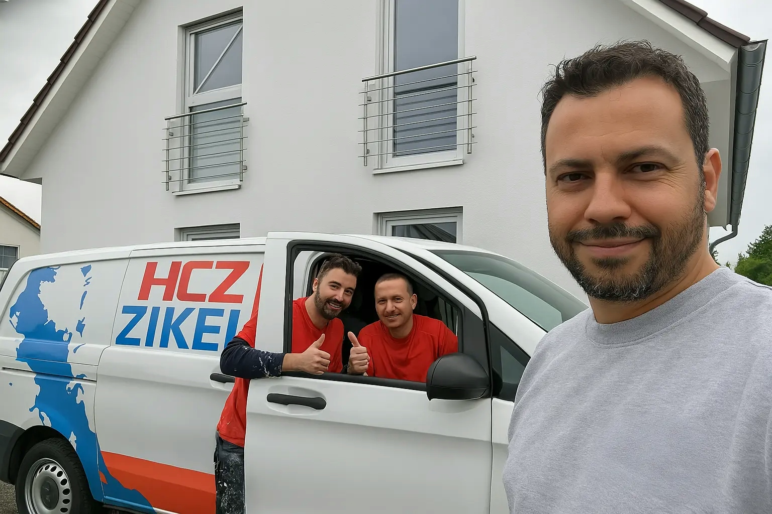 Christian Zikeli mit Mitarbeitern