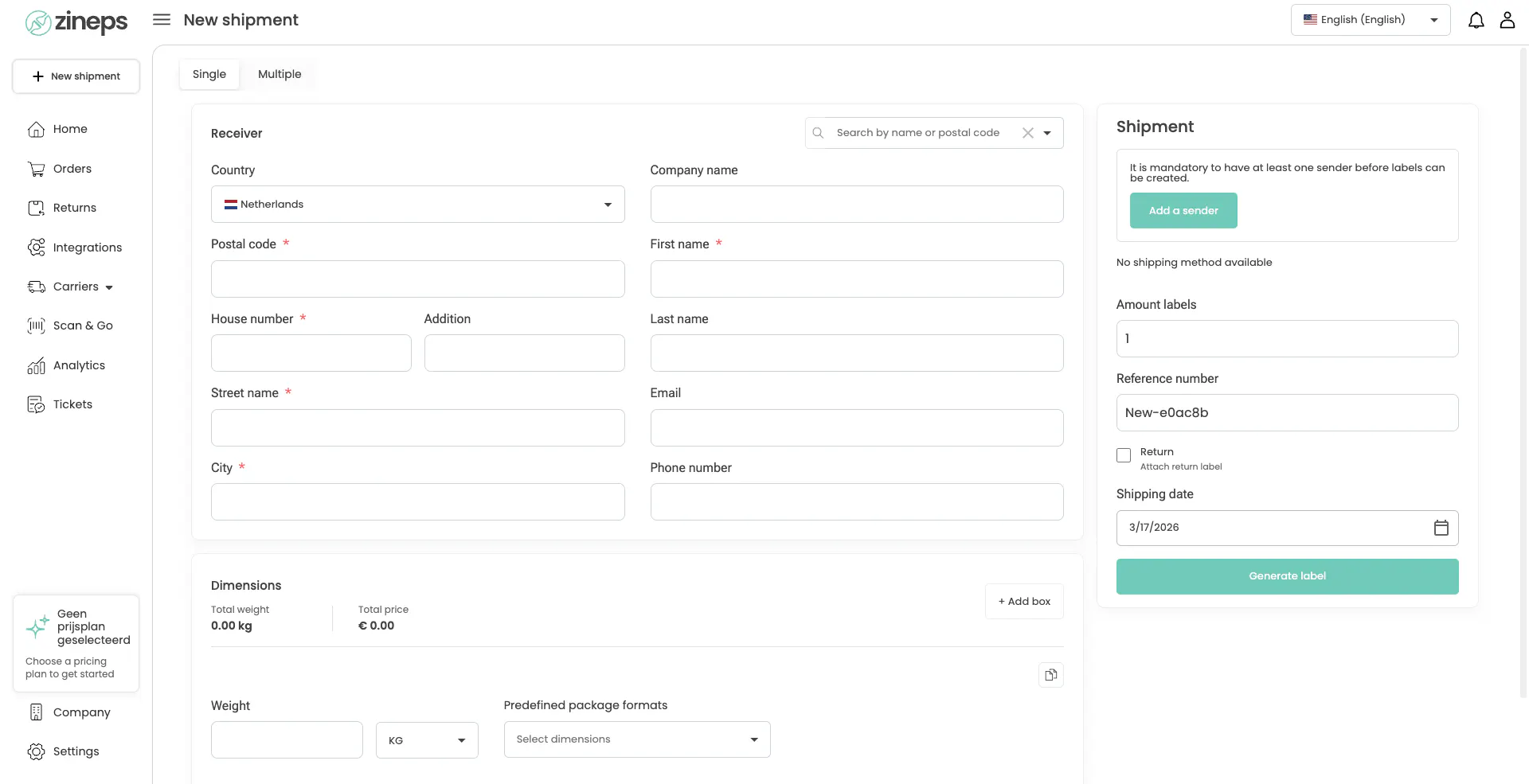 centraal verzendplatform met tracking, retouren en automatisering