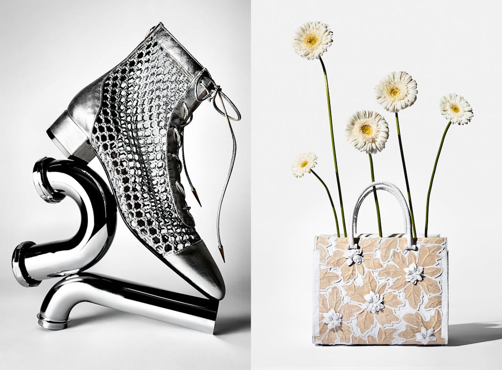 (L) Dior Boot (R) Nancy Gonzalez Bag by Bobby Doherty