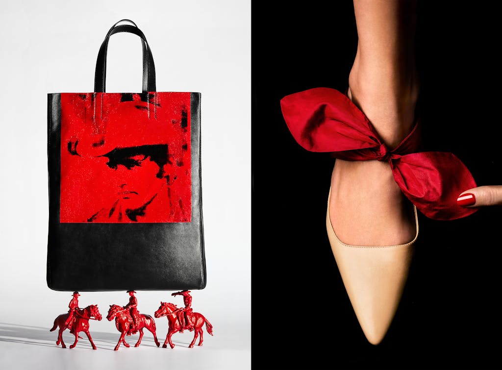 (L) Calvin Klein Bag (R) The Row Shoe by Bobby Doherty