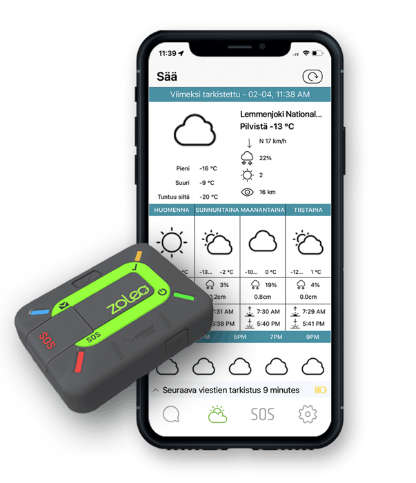 ZOLEO Mobile App Weather Forecast Display