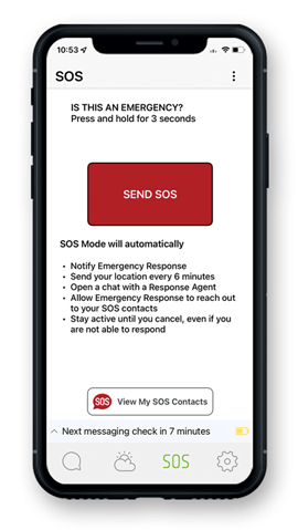ZOLEO SOS Emergency App Screen