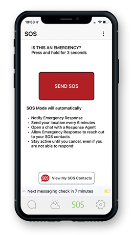 ZOLEO Emergency SOS Screen