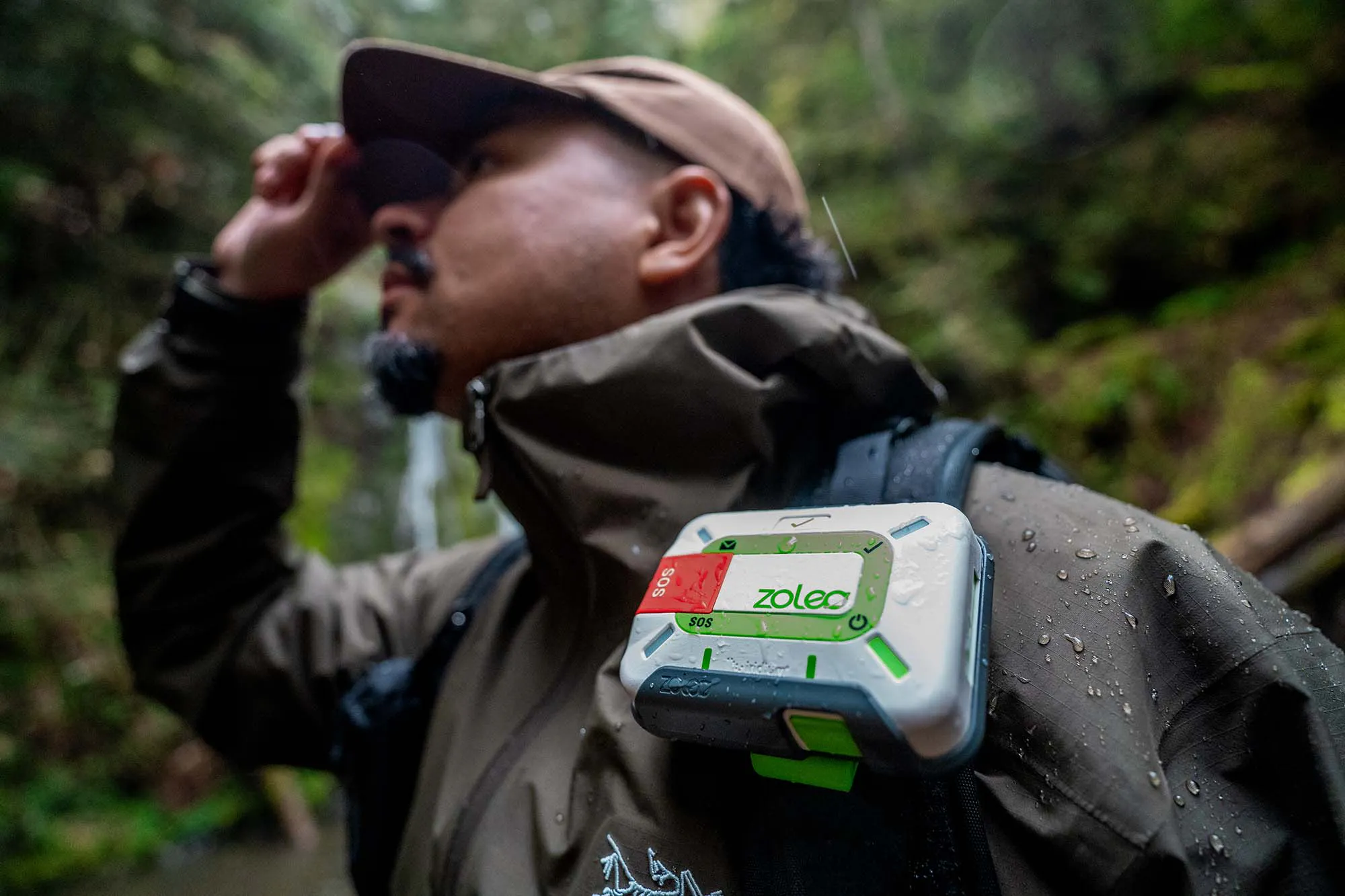 David with ZOLEO device in rain