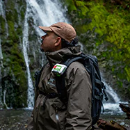 Hiker with ZOLEO Device