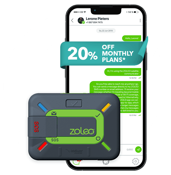 Save 20% off ZOLEO Service when you activate today!