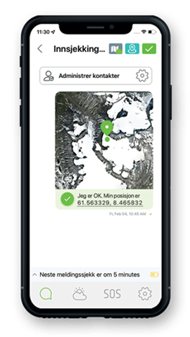ZOLEO Check-in Message App Screen