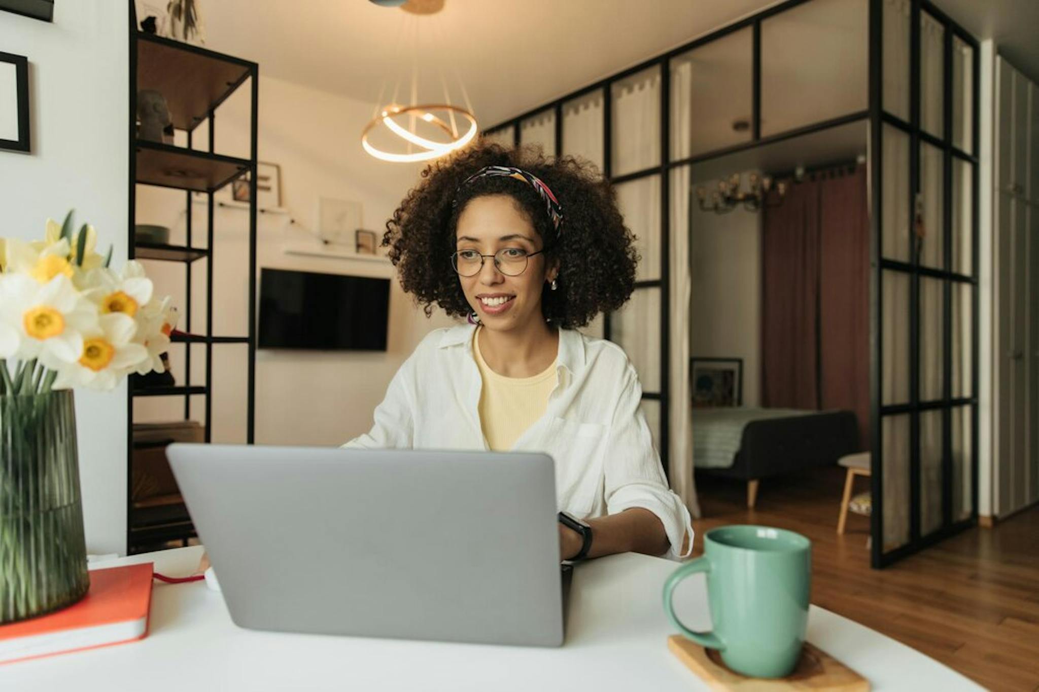 female therapist having a virtual session from home