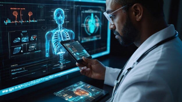 doctor-using-phone-with-human-skeleton-on-screen