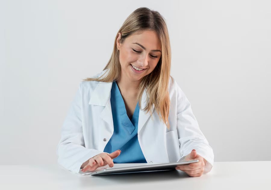 female-doctor-working-with-tablet