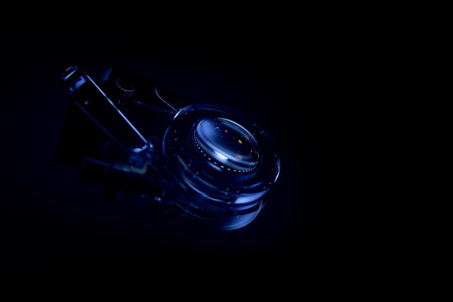 Image of a lens with black background