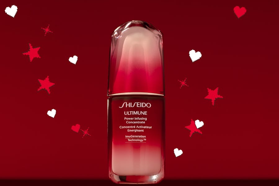 Packshot Shiseido Ultimune on red background