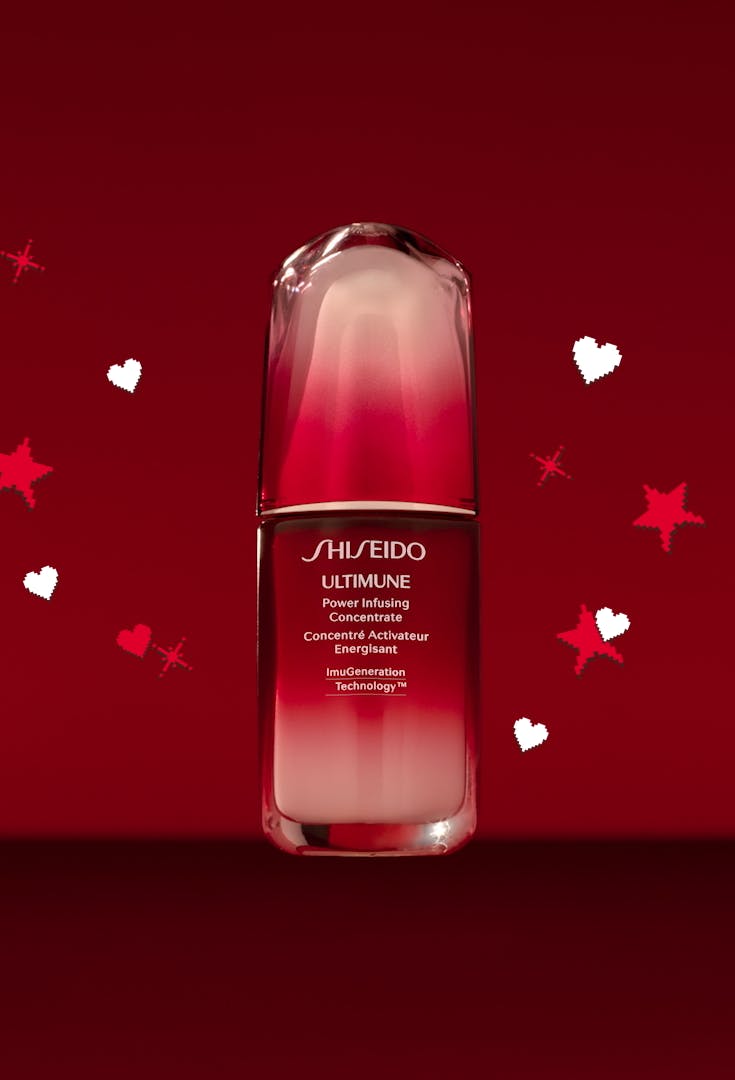 Packshot Shiseido Ultimune on red background