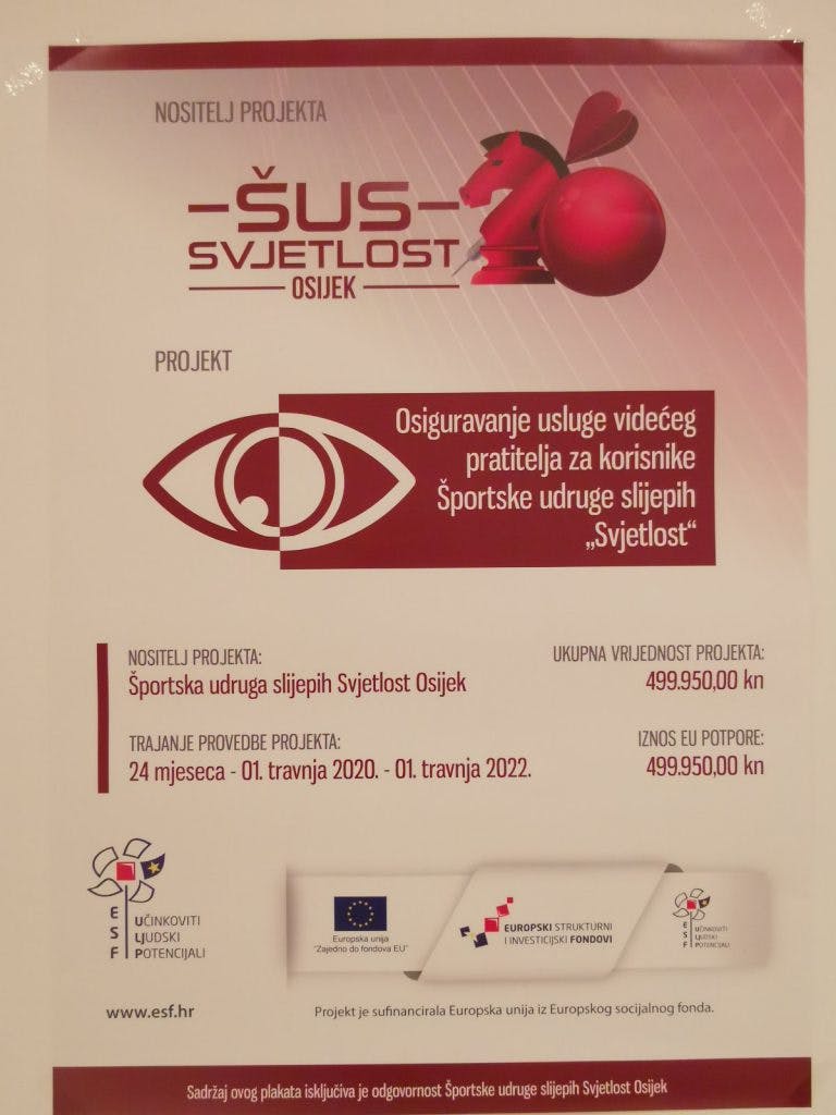 Projekt Športske udruge slijepih "Svjetlost"