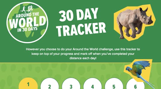 Around the World in 30 Days 30 Day Tracker