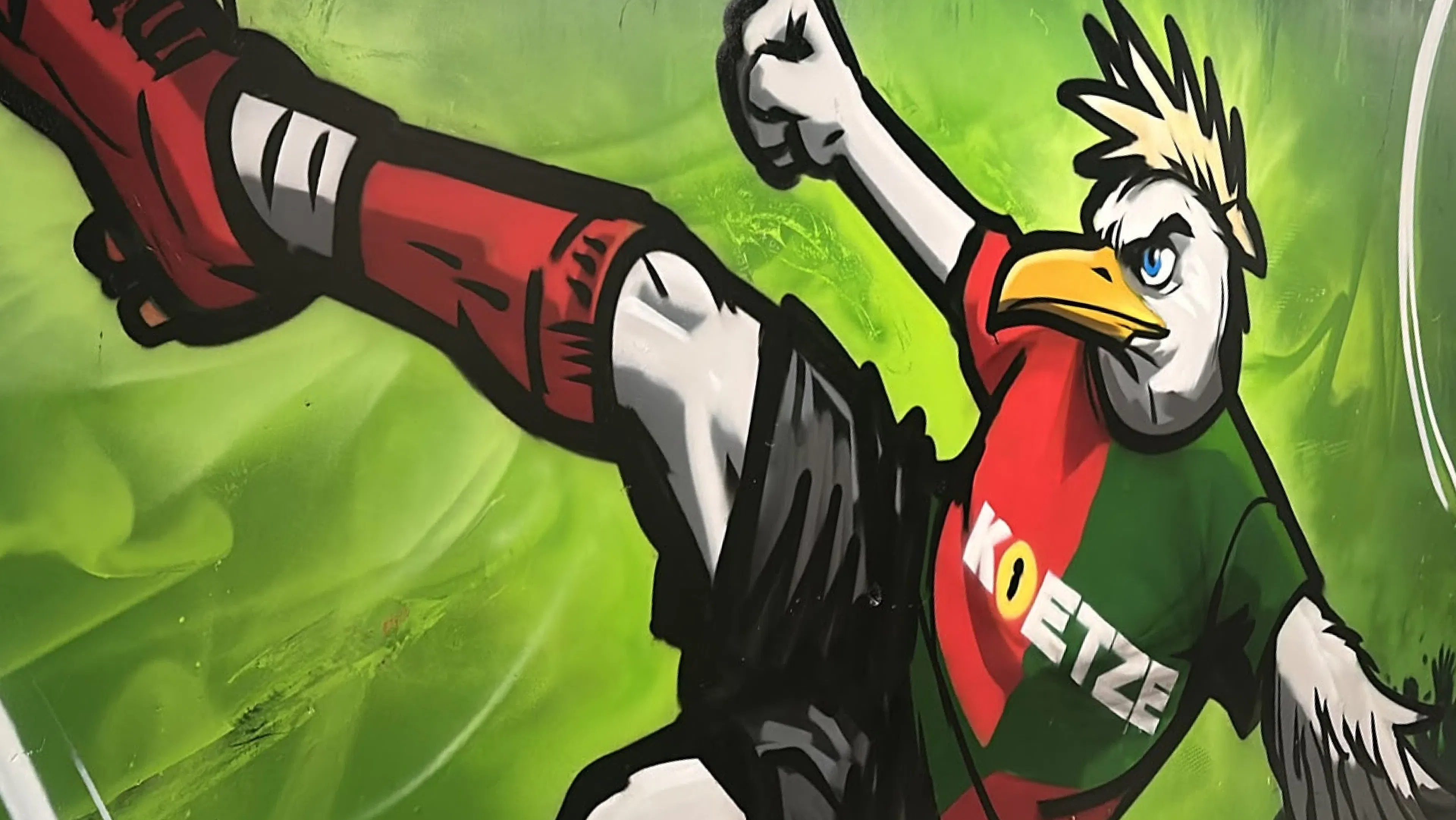 Graffiti van Zuidvogels op muur