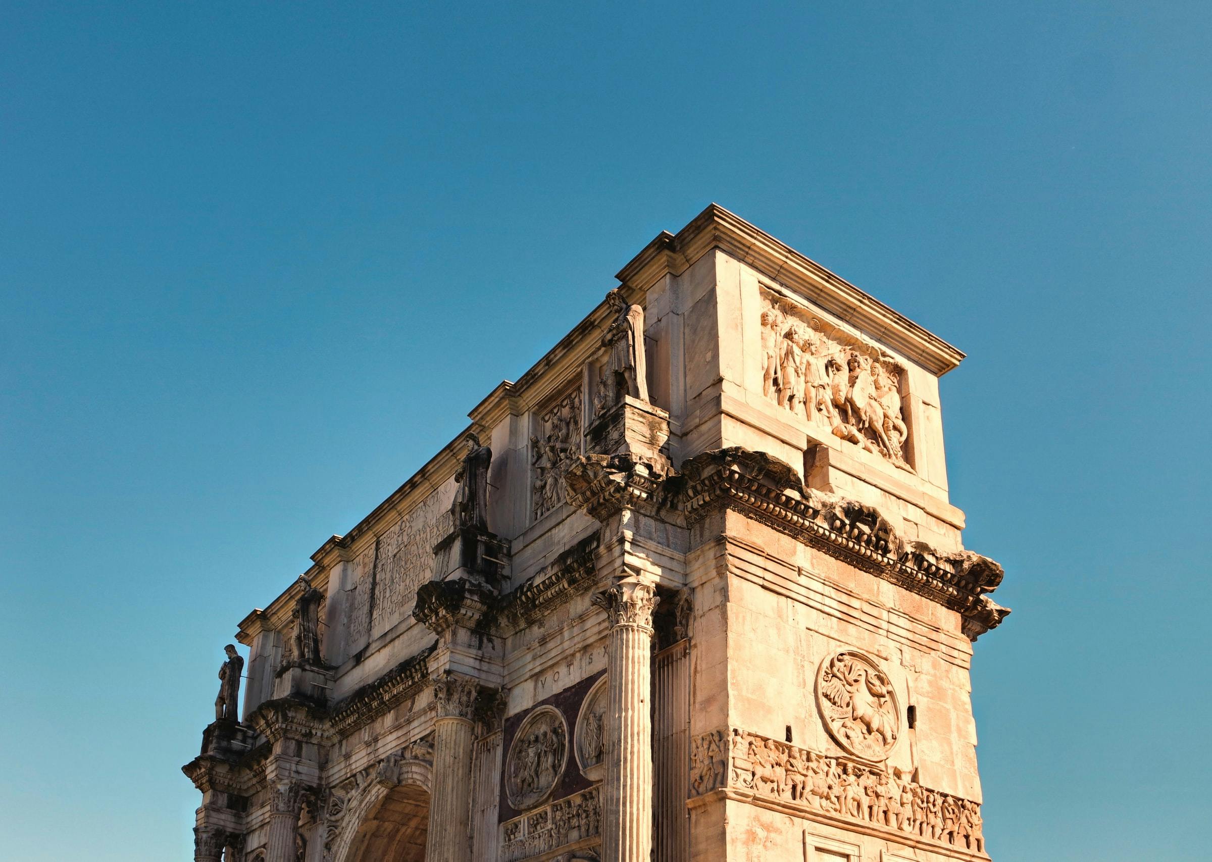 The Arch of Constantine in Rome is a notable example of Spolia, holding several fragments from periods of earlier emperors.