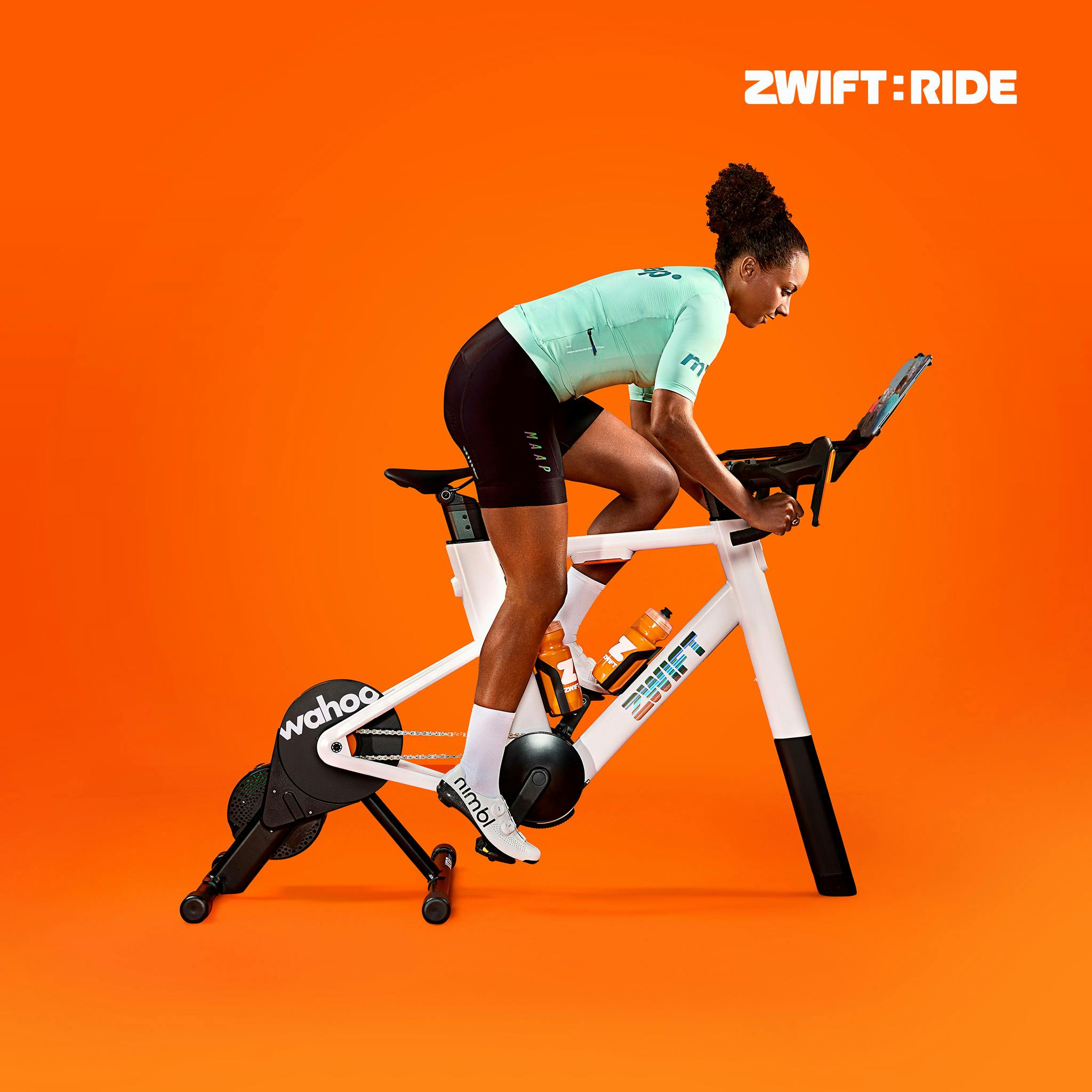 Woman riding on a Zwift Ride Smart Bike